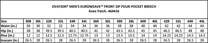 Ovation EuroWeave Front Zip 4-Pocket Knee Patch Breeches - Men's